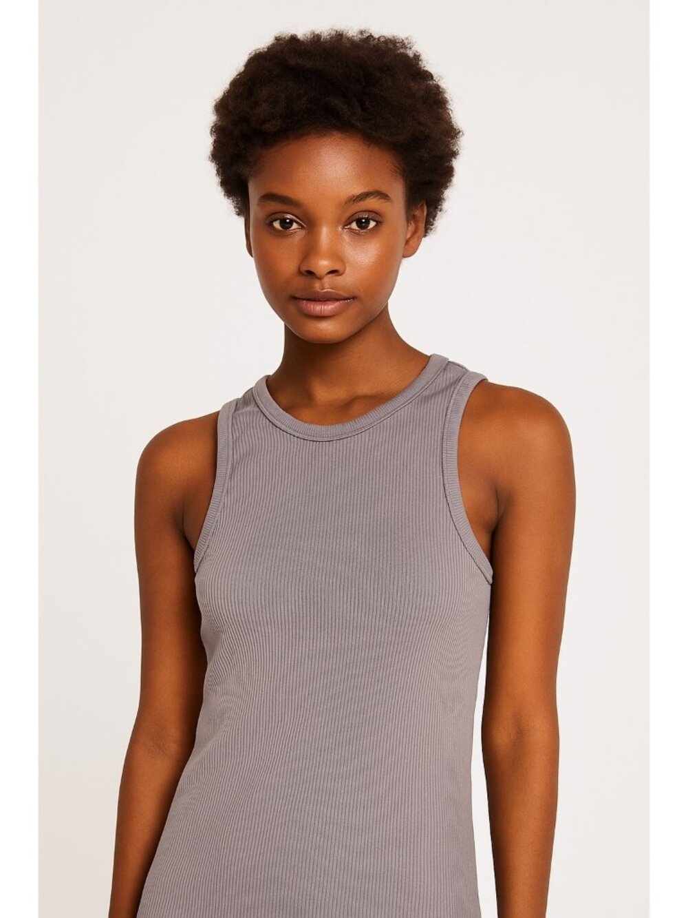 Olivia Jordan Top Women's M/L Grey Seamless Ribbed Tank Cami Y2K Streetwear